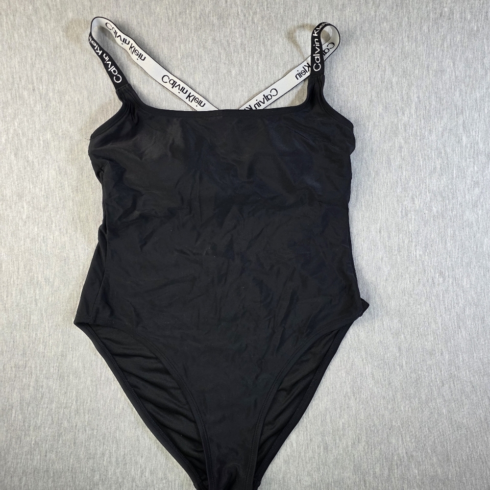 Calvin Klein Black Swimsuit with Logo Straps Womens Size Medium